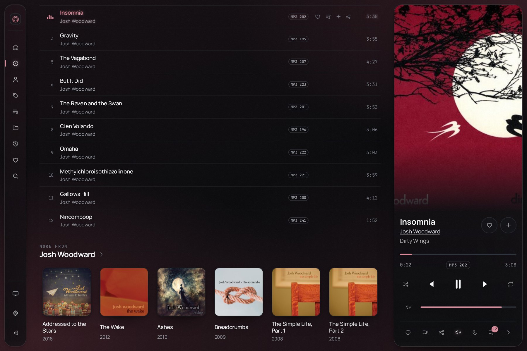 An album page scrolled to more albums from the same artist